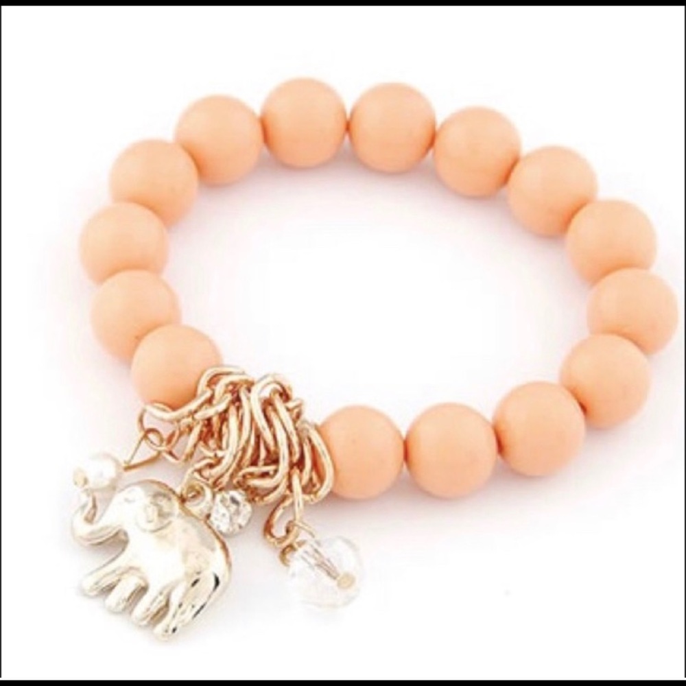 Coral elephant gold summer bracelet